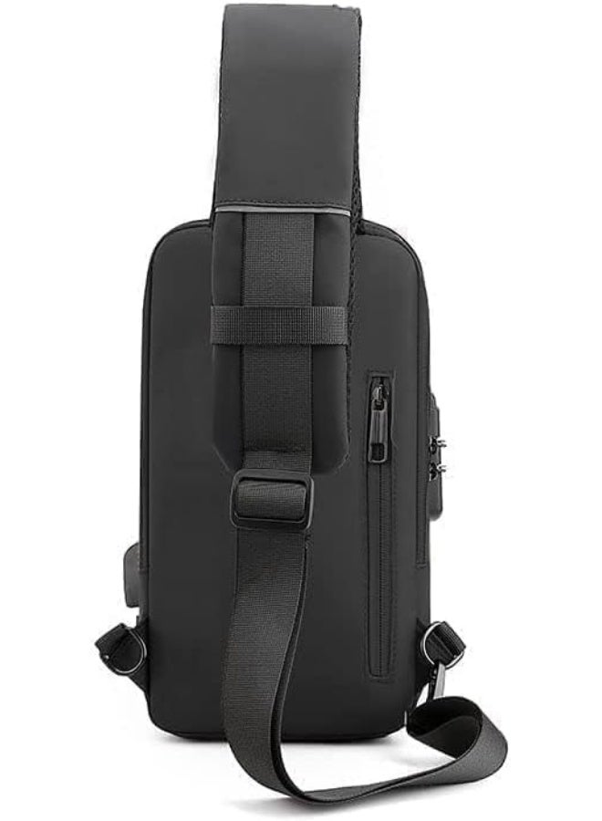 FASHION Men's anti-theft shoulder bag, single-shoulder backpack, black color, suitable for daily use and travel, large capacity, modern design - Image 2